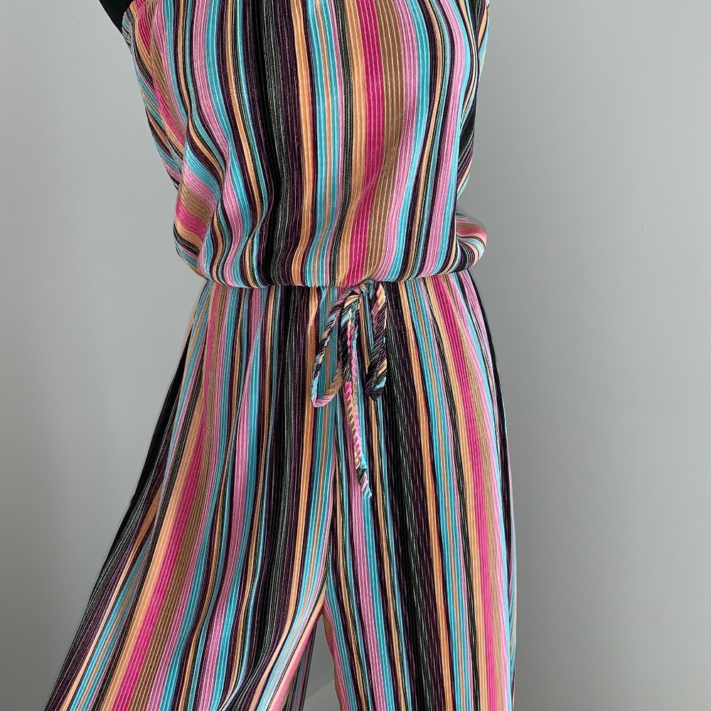 Rainbow vertical striped strapless romper